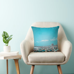 New Jersey Coastal Beach Art Throw Pillow