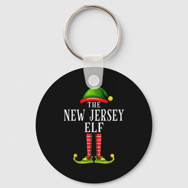 New Jersey Elf Christmas Matching Family Group Pjs Keychain (Front)