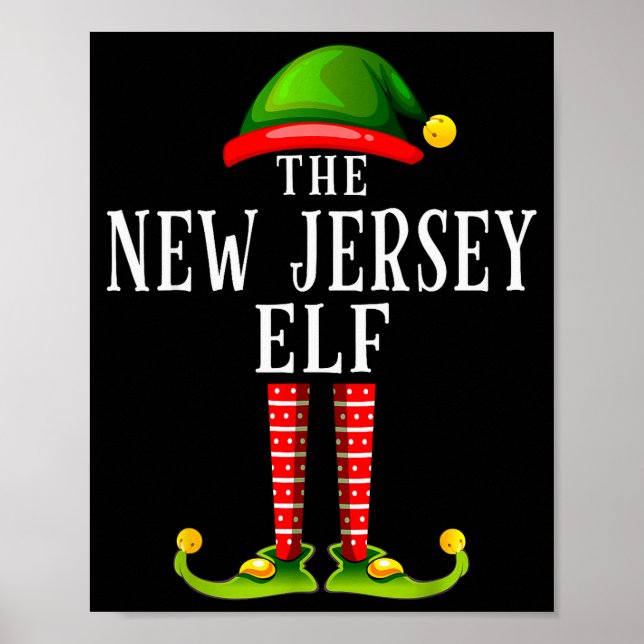New Jersey Elf Christmas Matching Family Group Pjs Poster (Front)