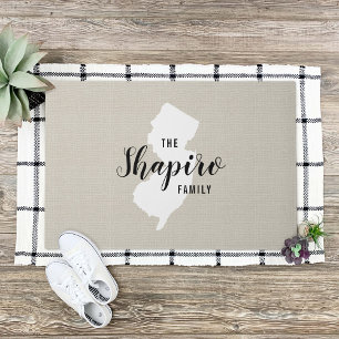 New Jersey Family Monogram State Doormat