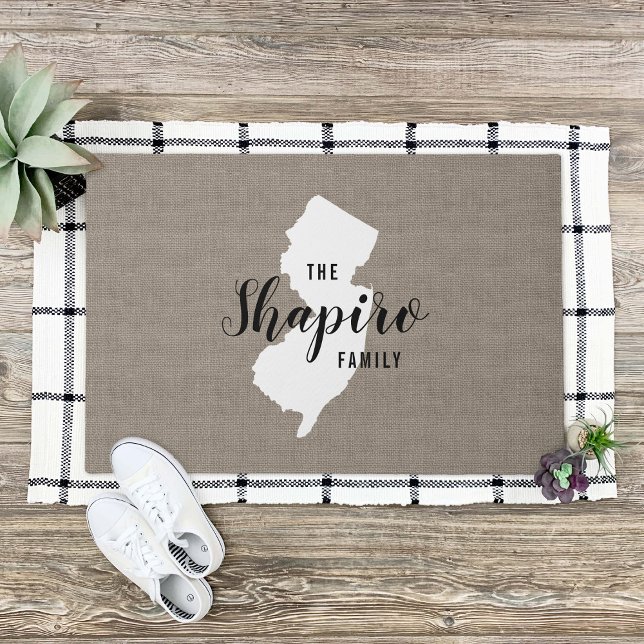 New Jersey Family Monogram State Doormat (Creator Uploaded)