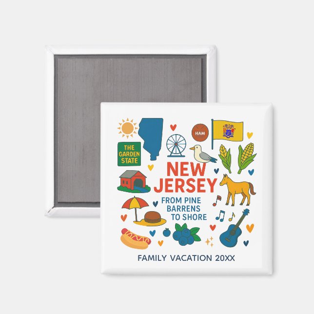 New Jersey Family Trip Keepsake Custom Magnet (Recto/Verso)