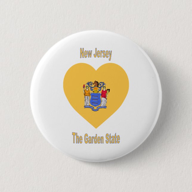 New Jersey Flag Heart 2 Inch Round Button (Front)
