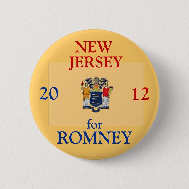 New Jersey for Romney 2012 2 Inch Round Button (Front)
