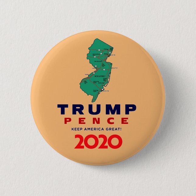 New Jersey for Trump Pence 2020 2 Inch Round Button (Front)