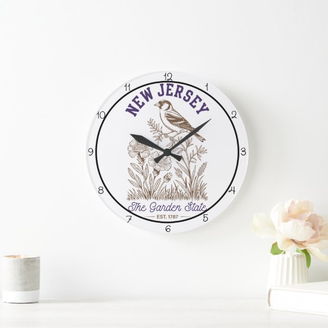 New Jersey Garden State Bird Large Clock (Home)