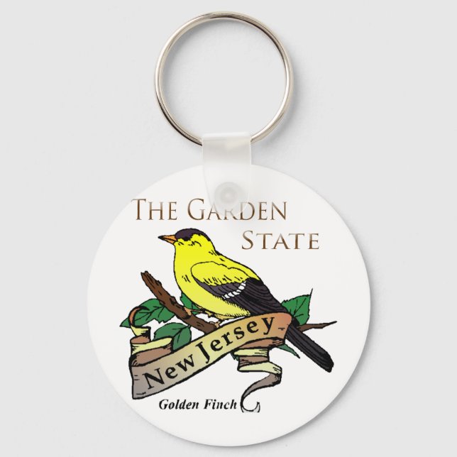 New Jersey Garden State Golden Finch Keychain (Front)