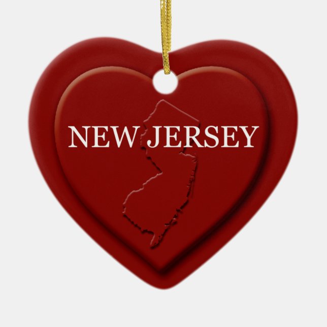 New Jersey Heart Map Christmas Ornament (Front)