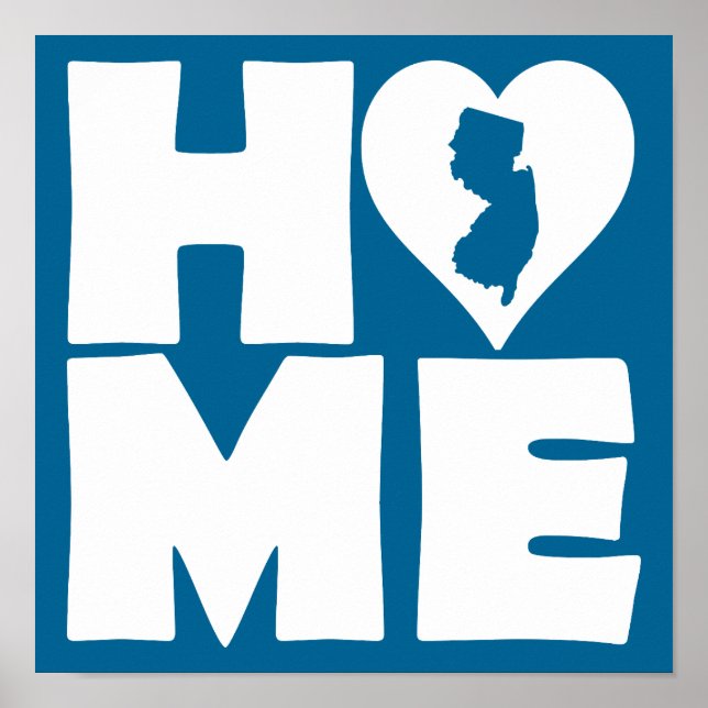 New Jersey Home Heart State Poster Sign (Front)