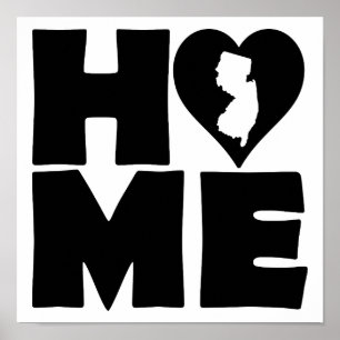 New Jersey Home Heart State Poster Sign