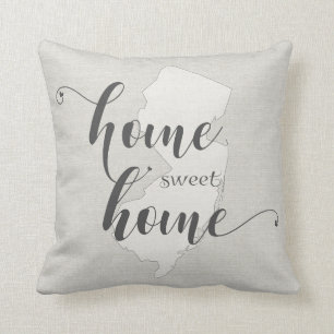 New Jersey - Home Sweet Home burlap-look Throw Pillow