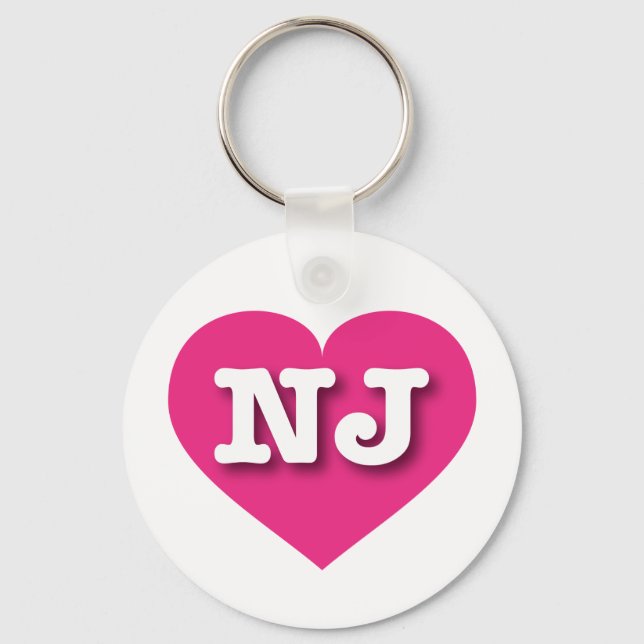 New Jersey Hot Pink Heart - I love NJ Keychain (Front)