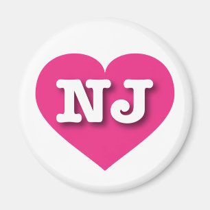 New Jersey Hot Pink Heart - I love NJ Magnet