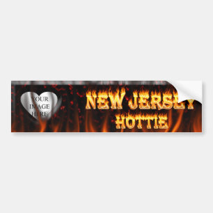 New Jersey Hottie fire and red marble heart. Bumper Sticker