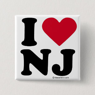 NEW JERSEY - "I LOVE NJ" "I LOVE NEW JERSEY" 2 INCH SQUARE BUTTON