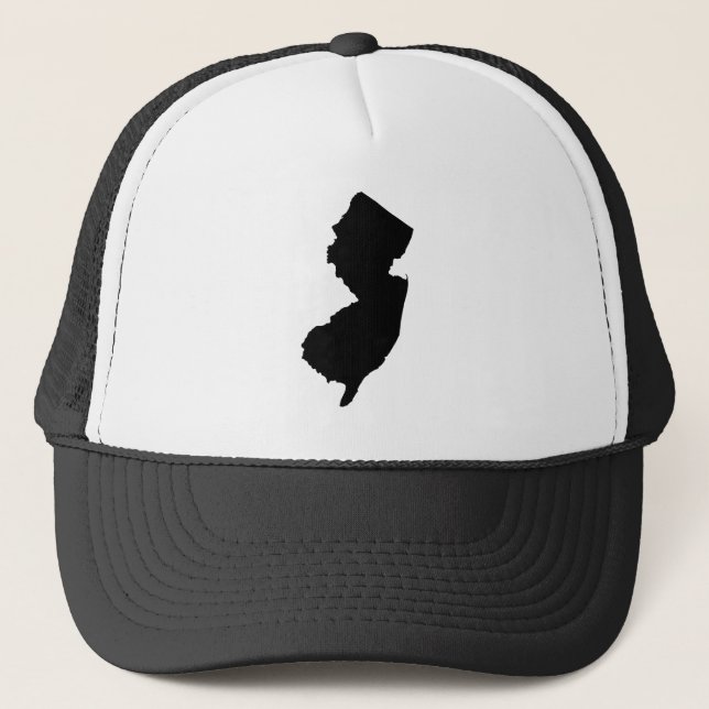 New Jersey in Black and White Trucker Hat (Front)
