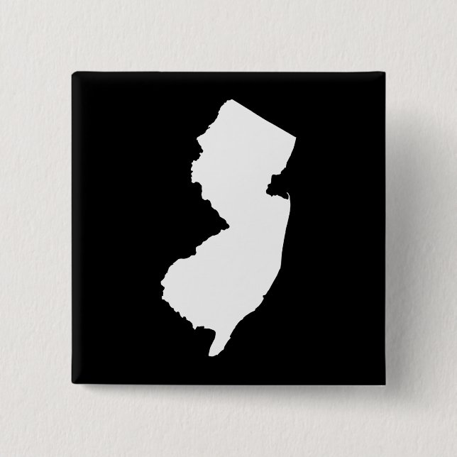 New Jersey in White and Black 2 Inch Square Button (Front)