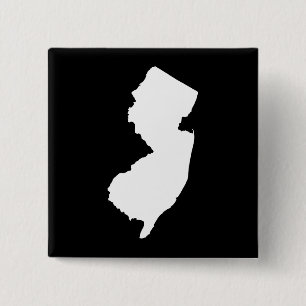 New Jersey in White and Black 2 Inch Square Button
