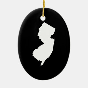New Jersey in White and Black Ceramic Ornament