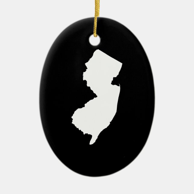 New Jersey in White and Black Ceramic Ornament (Front)
