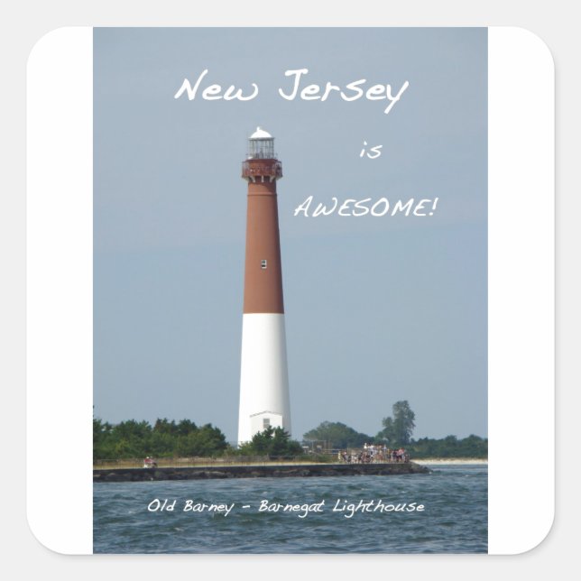 New Jersey is Awesome - Barnegat Lighthouse Square Sticker (Front)