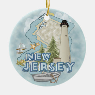 New Jersey Lighthouse Ceramic Ornament