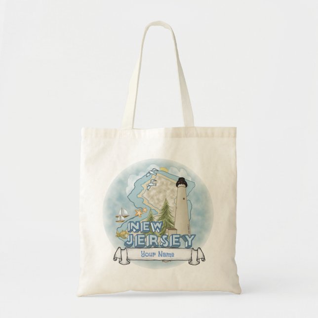 New Jersey Lighthouse Tote Bag (Front)