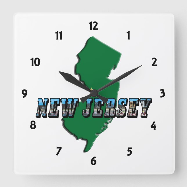 New Jersey Map and Picture Text Clock (Front)