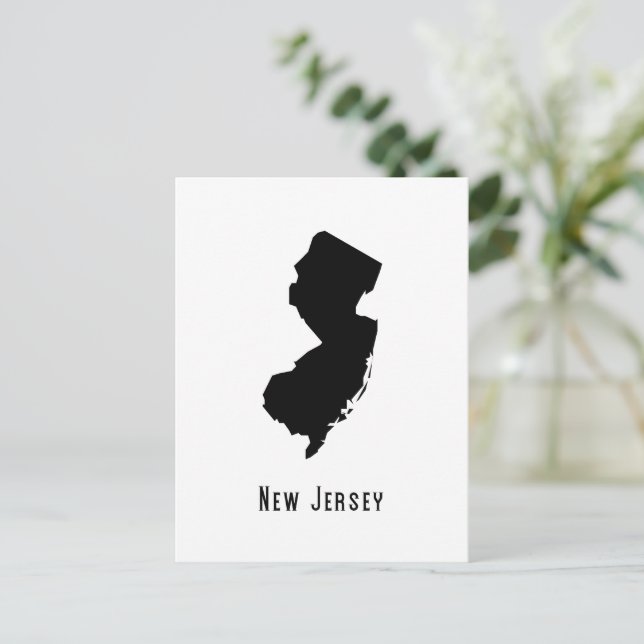 New Jersey Map - Black and White Modern New Jersey Postcard (Standing Front)