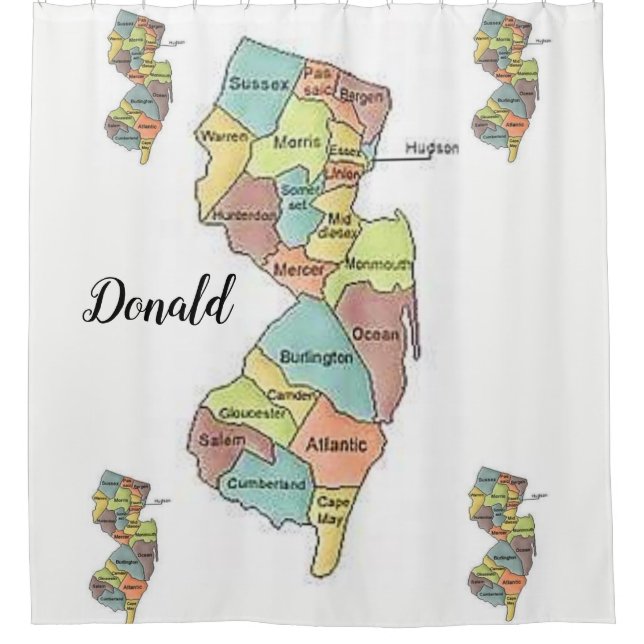 New Jersey map counties white shower curtain (Front)