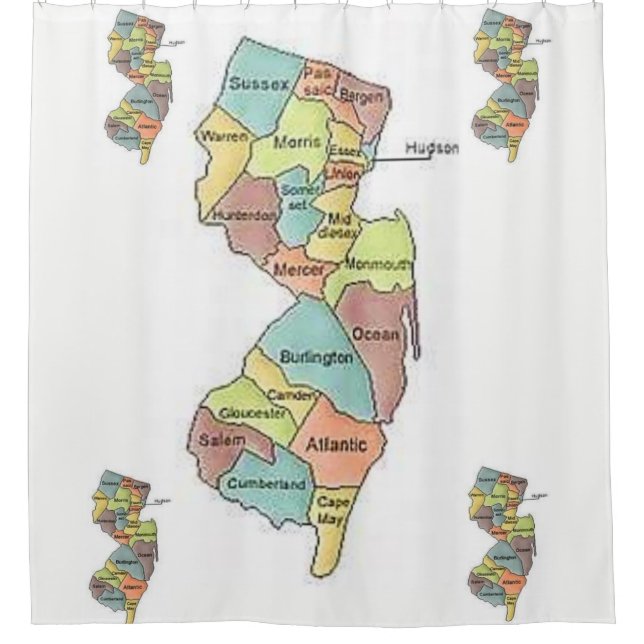 New Jersey map counties white showercurtain (Front)