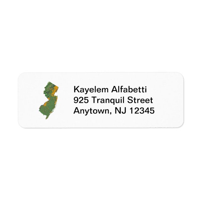 New Jersey Map Return Address Label (Front)