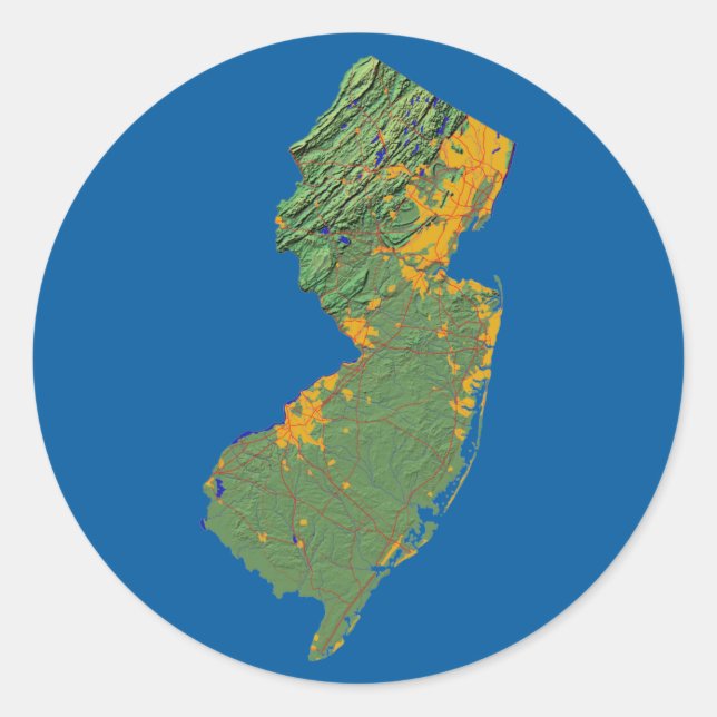 New Jersey Map Sticker (Front)