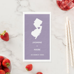 New Jersey Map Wedding/Engagement Couple Name  Napkin