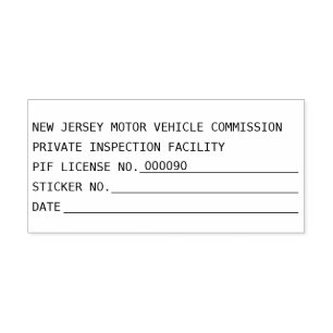 New Jersey Motor Vehicle Commission PIF License # Self-inking Stamp