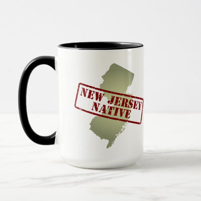 New Jersey Native Stamped on Map Mug (Left)