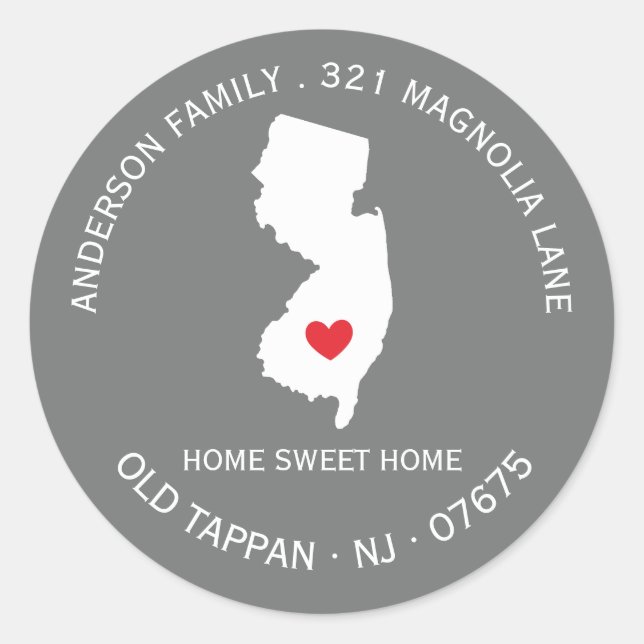 NEW JERSEY | New Home Address Label Sticker (Front)