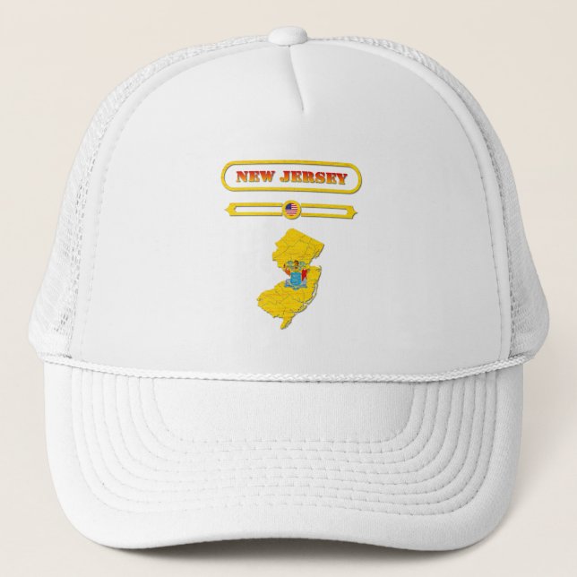 NEW JERSEY, NEW JERSEY MAP, USA. SAMER BRASIL TRUCKER HAT (Front)