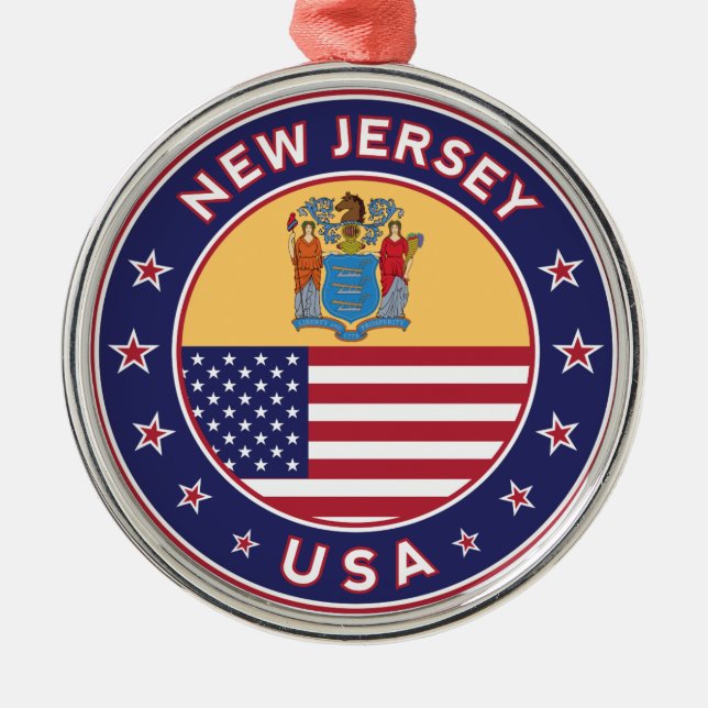 New Jersey, New Jersey sticker, phone case, bag Metal Ornament (Front)