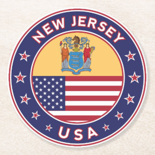 New Jersey, New Jersey sticker, phone case, bag Round Paper Coaster