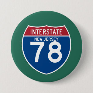 New Jersey NJ I-78 Interstate Highway Shield - 3 Inch Round Button