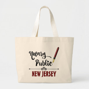 New Jersey Notary Public Ink Pen Large Tote Bag