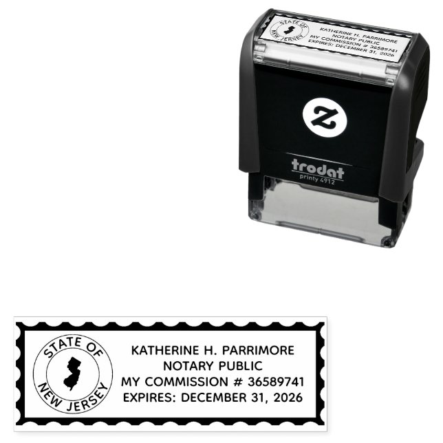 New Jersey Notary Public Self Inking Rubber Stamp (In Situ)