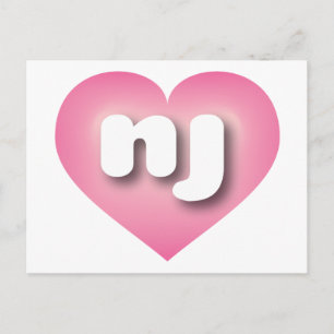 New Jersey pink fade heart - I love nj Postcard