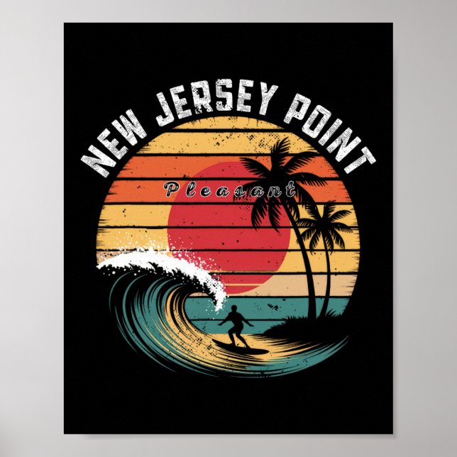 New Jersey Point Pleasant Beach Surfing  Poster (Front)