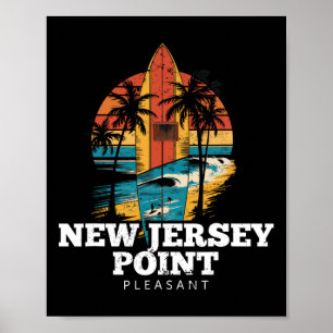New Jersey Point Pleasant Surfboard Surfing Retro Poster