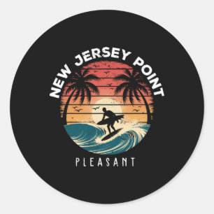 New Jersey Point Pleasant Surfboard Waves Beach Classic Round Sticker