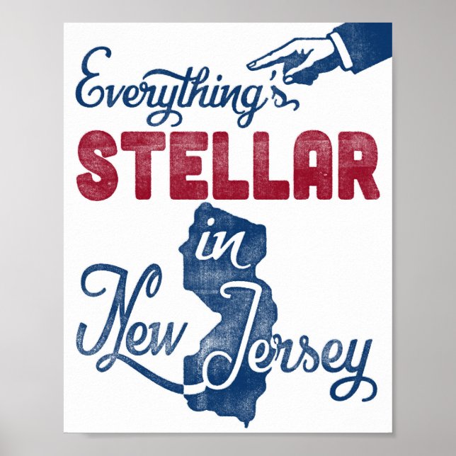New Jersey Poster Funny Red White Blue State Print (Front)
