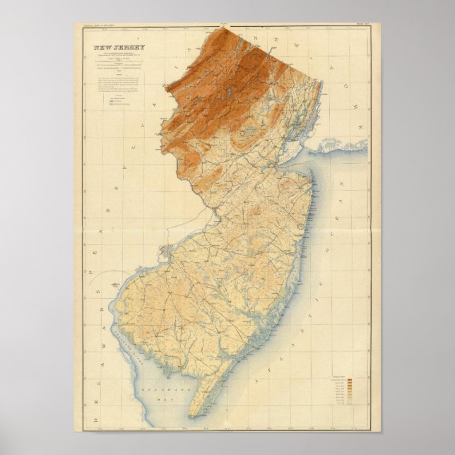 New Jersey Relief Map Poster (Front)