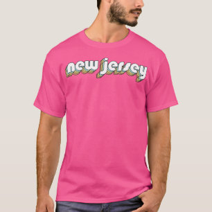 New Jersey Retro Rainbow Typography Faded Style T-Shirt